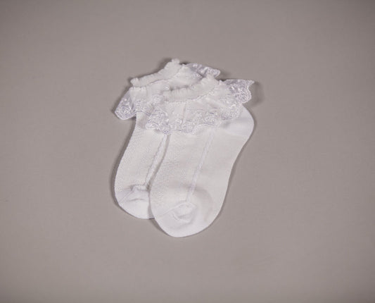 White socks with laces, set of 3 pairs