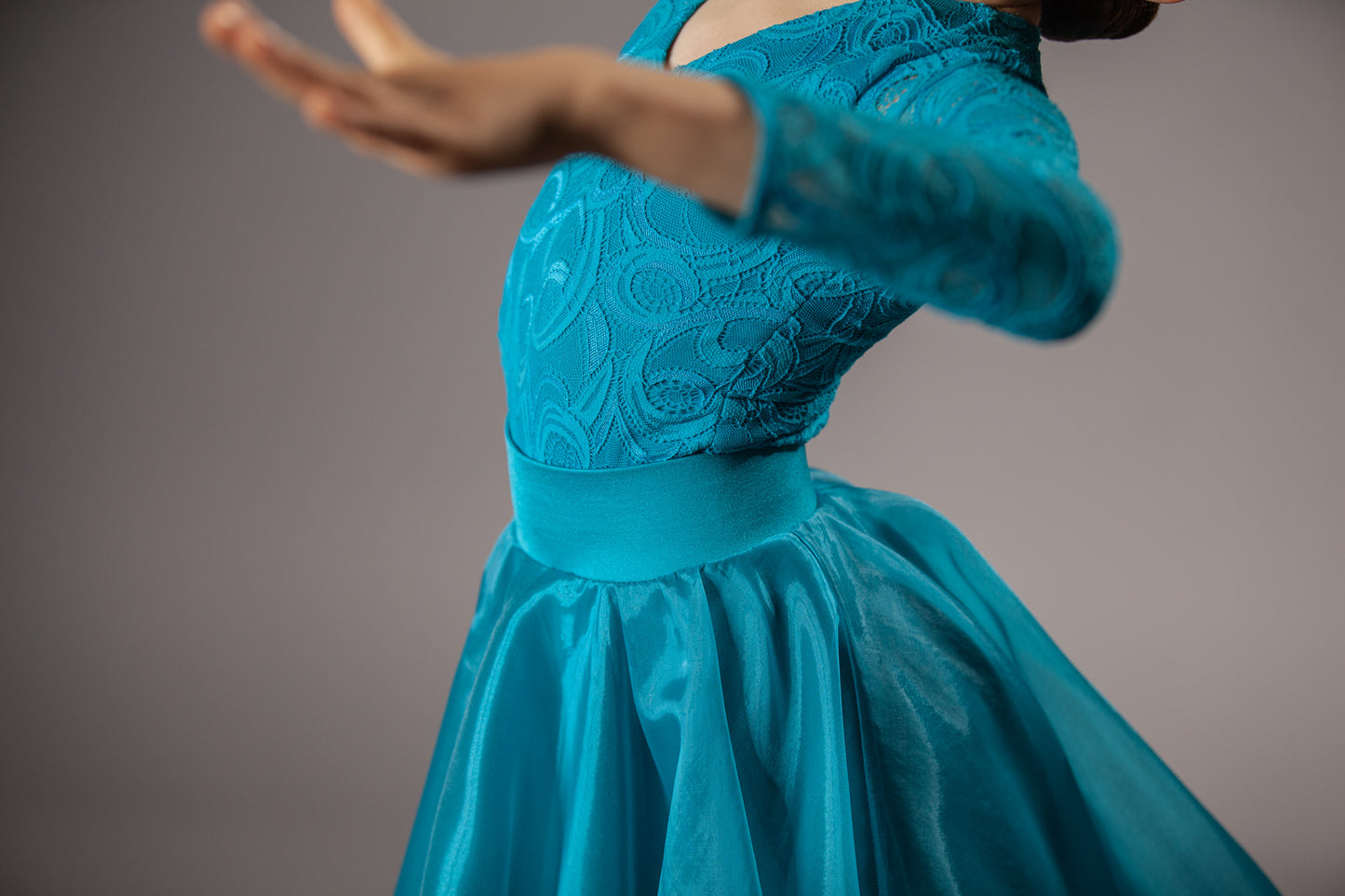 RENT ME: Turquoise dress in size S for ballroom and latin