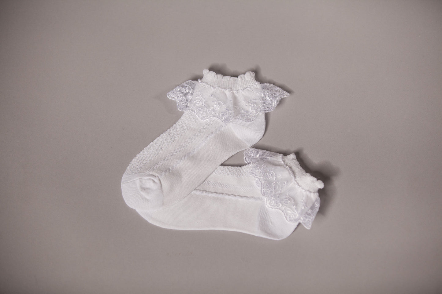 White socks with laces, set of 3 pairs
