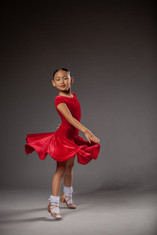 Juvenile dress Julia in cherry red color