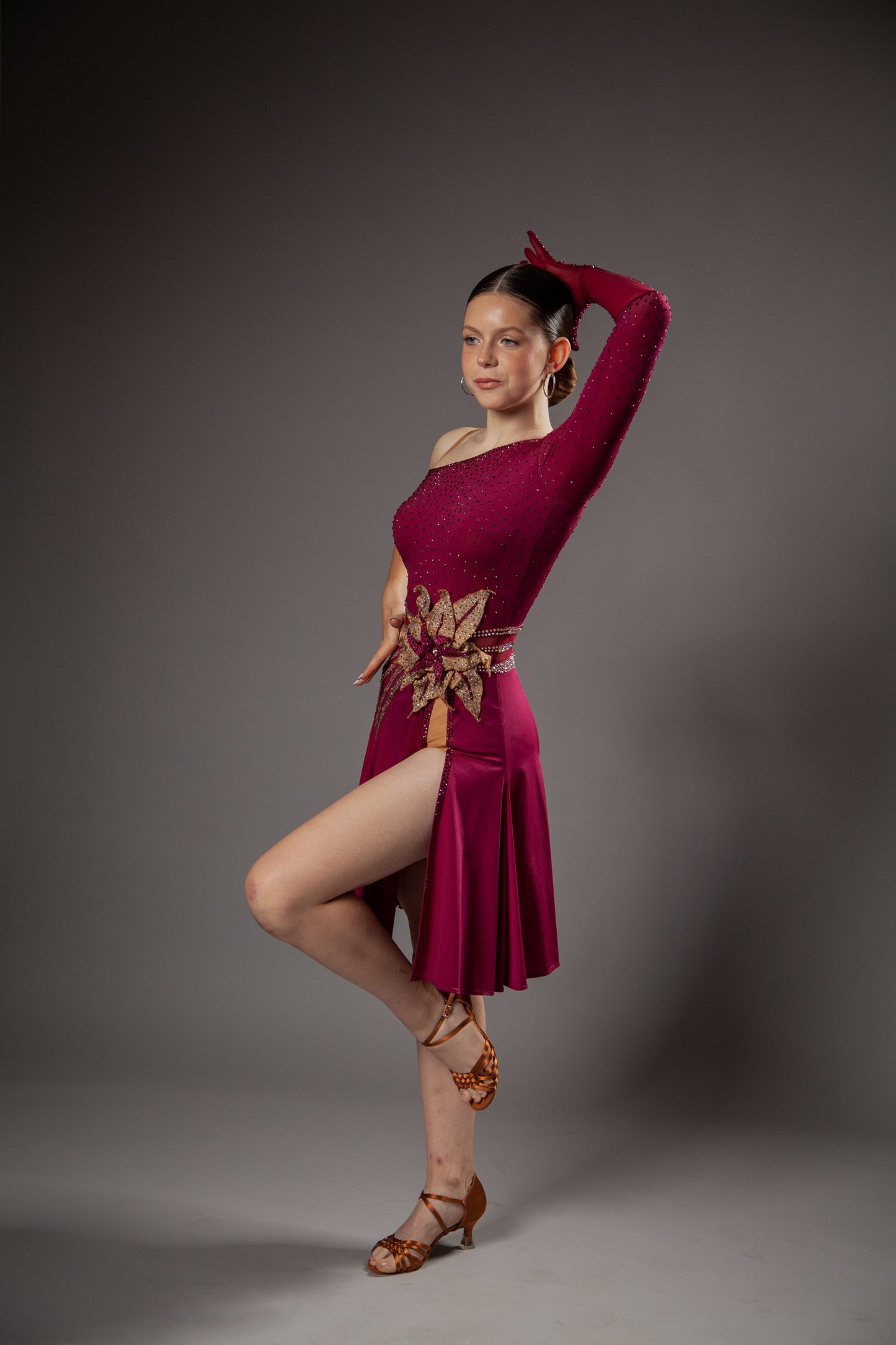 RENT ME: Wine red latin dress in size S