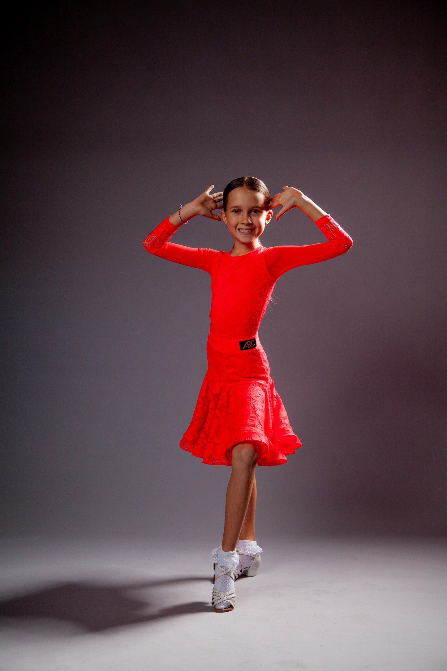 Juvenile dress Callie in fluorescent red color