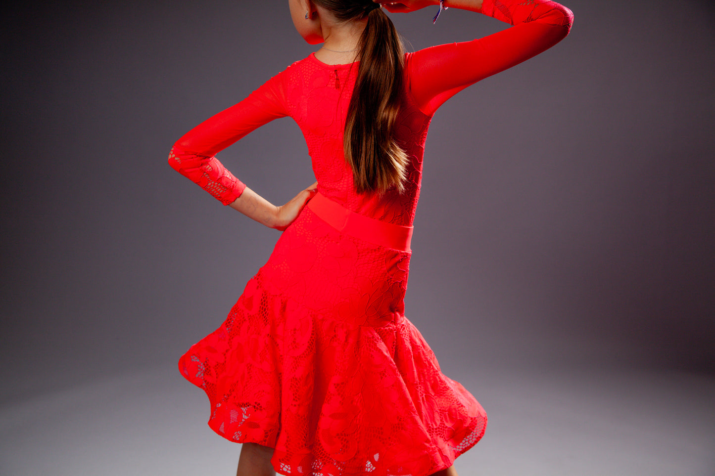 Juvenile dress Callie in fluorescent red color