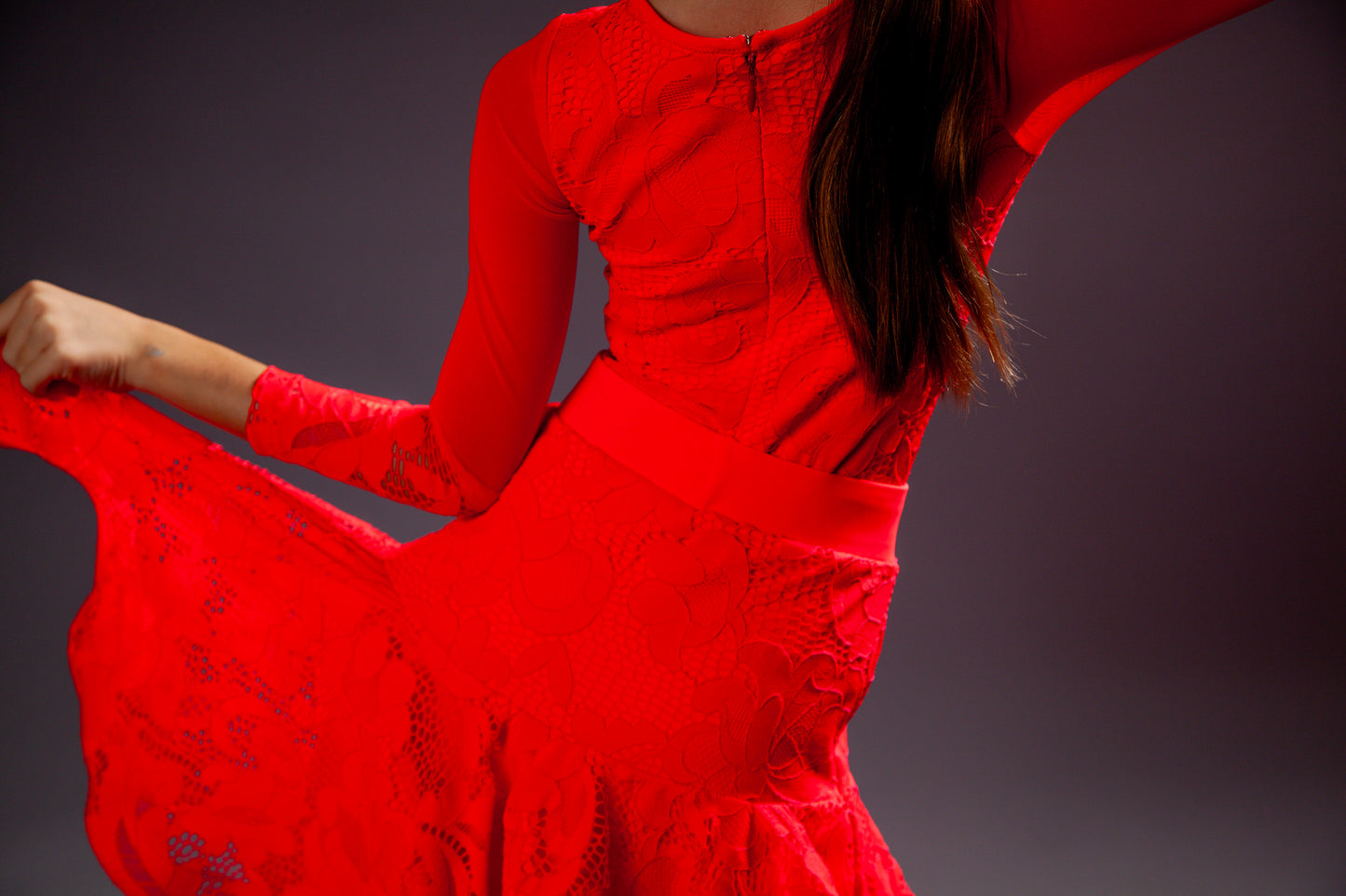 Juvenile dress Callie in fluorescent red color