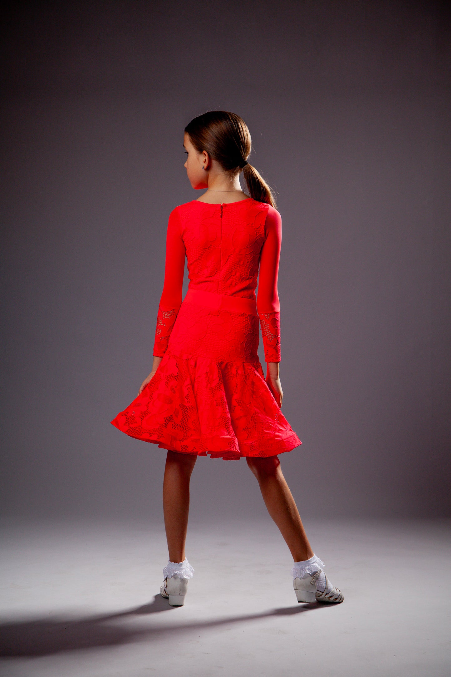 Juvenile dress Callie in fluorescent red color