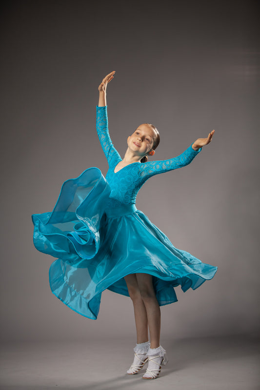 RENT ME: Turquoise dress in size S for ballroom and latin