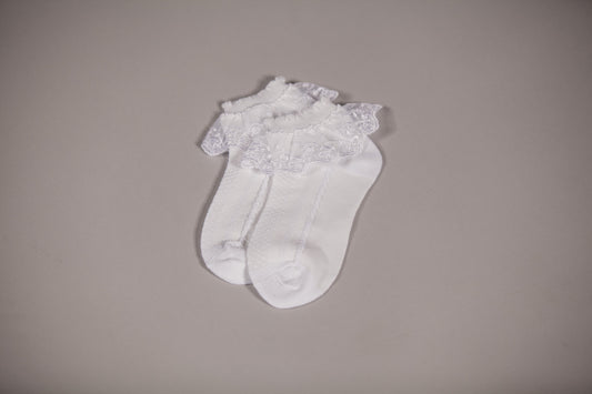 White socks with laces, set of 3 pairs