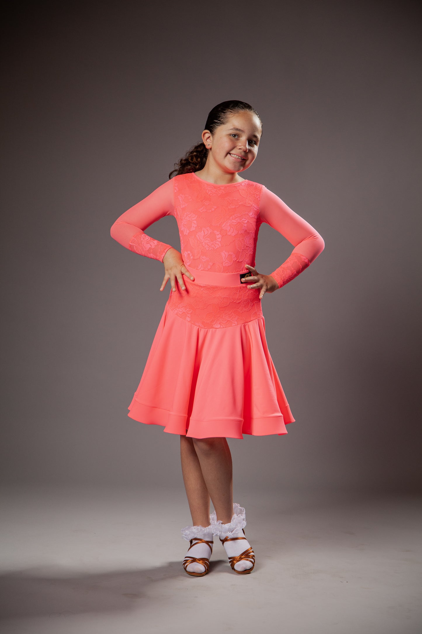 Juvenile dress Emily in coral pink color