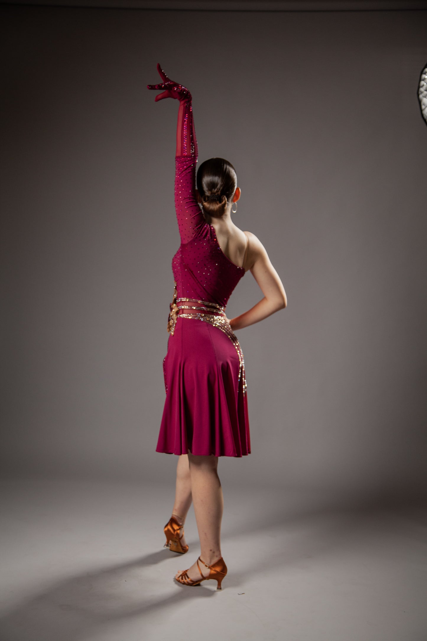 RENT ME: Wine red latin dress in size S