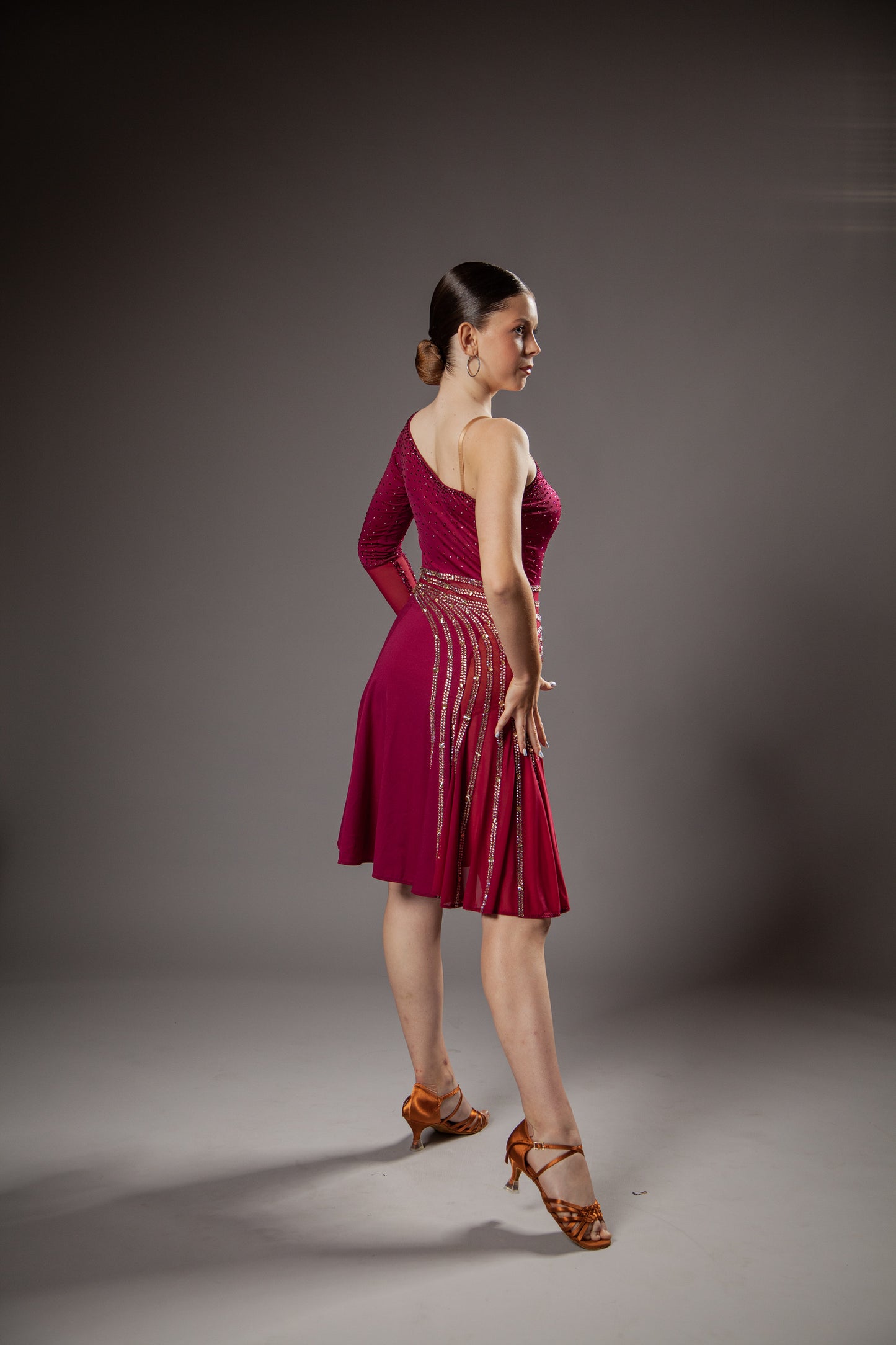 RENT ME: Wine red latin dress in size S